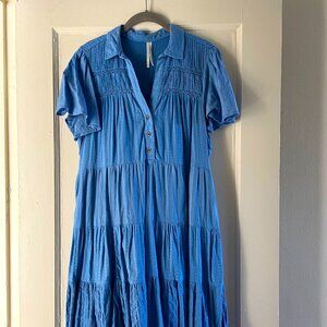 Anthropologie Georgina Tiered Stripe Shirt Dress | Size M